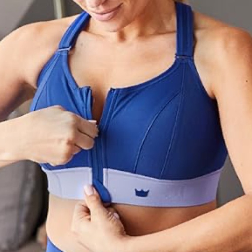 SHEFIT Blue Zip Front Sports Bra